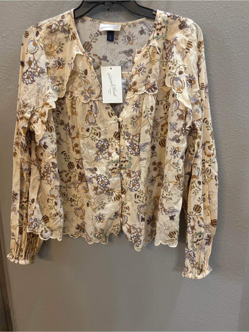 Universal Thread Cream Floral Ruffle Blouse